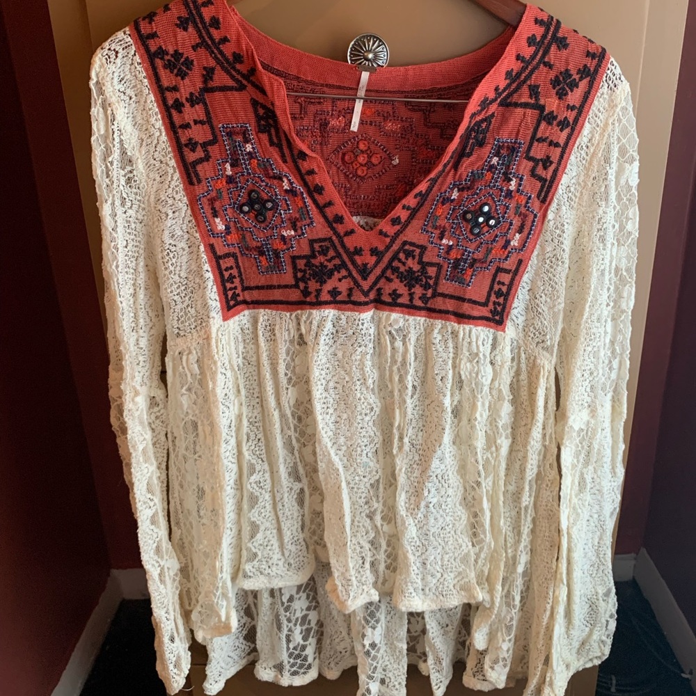 Free People embroidered lace tunic